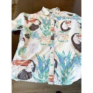 Hurley Men Tropical Toucan Pineapple Short Sleeve Button Up Sz M Punk Blink 182
